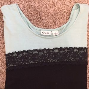 Cato tee color block with black lace